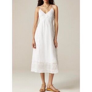 J.Crew Embroidered midi dress in ramie boho old money white 90s Y2K sz 8